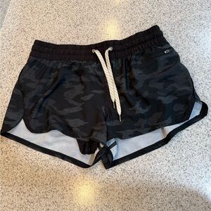 Vuori Black Camo Athletic Shorts with Drawstring